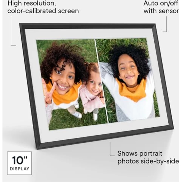 Aura Carver Intelligenter digitaler Bilderrahmen 10,1 Zoll HD WLAN Cloud Digitaler Fotorahmen, Kostenloser unbegrenzter Speicherplatz, Fotos von überall aus senden – Gravel with White Mat – Bild 3