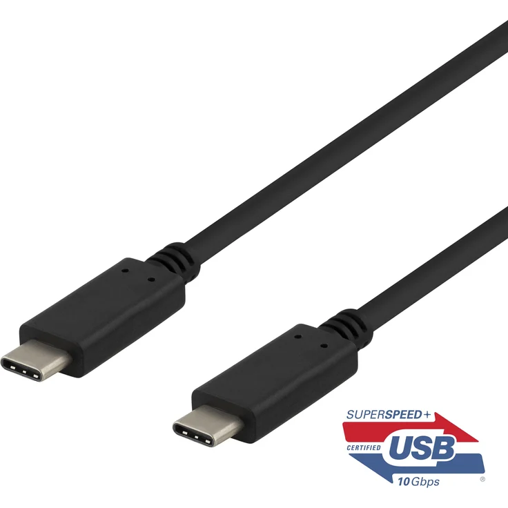 Deltaco USB-C Kabel USBC-1401, 0.5m, 10 Gbps, 100W, 5A, USB 3.2 Gen 2, schwarz