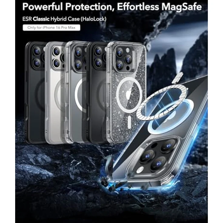 ESR iPhone 16 Pro Max Hülle, MagSafe Kompatibel, Militärnorm Stoßfest, Kratzfeste Rückseite, Klares Grau – Bild 3