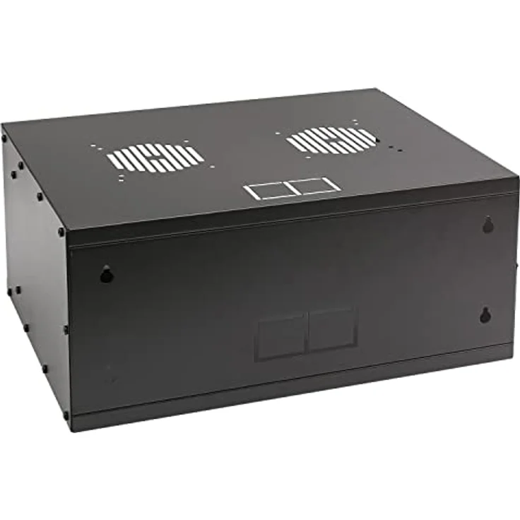 HMF 65704-02 Netzwerkschrank, Serverschrank 19 Zoll | 4 HE | 400 mm Tiefe | Glastür | Schwarz - Preisvergleich – Bild 3