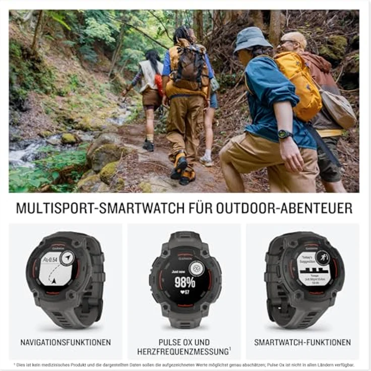 Garmin Instinct E 45mm - Robust designte, wasserdichte GPS-Smartwatch mit 1,2" Display für Outdoor, Laufen, Radfahren u.a. - mit Pulsmessung, präziser Navigation und zahlreichen smarten Features – Bild 2