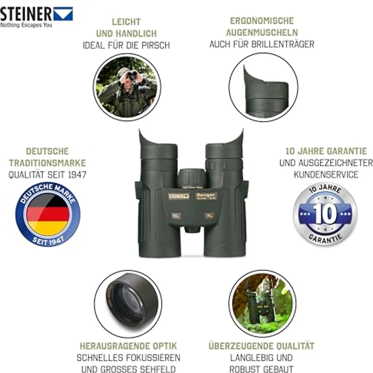 Steiner 5119 Ranger Xtreme 8x32 Fernglas, robustes Outdoor Fernglas mit 8-facher Vergrößerung und 32 mm Objektivdurchmesser – Bild 2