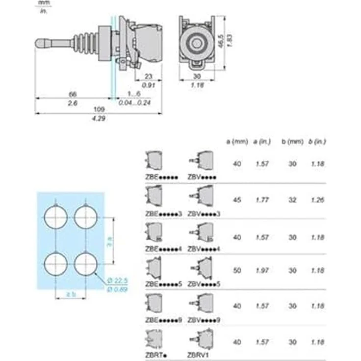 Schneider Electric Harmony XD4 Joystick, 2-Achsen mit Federrückstellung, 1-poliger Schließer, 600V / 220 mA, IP 66, Schwarz – Bild 2
