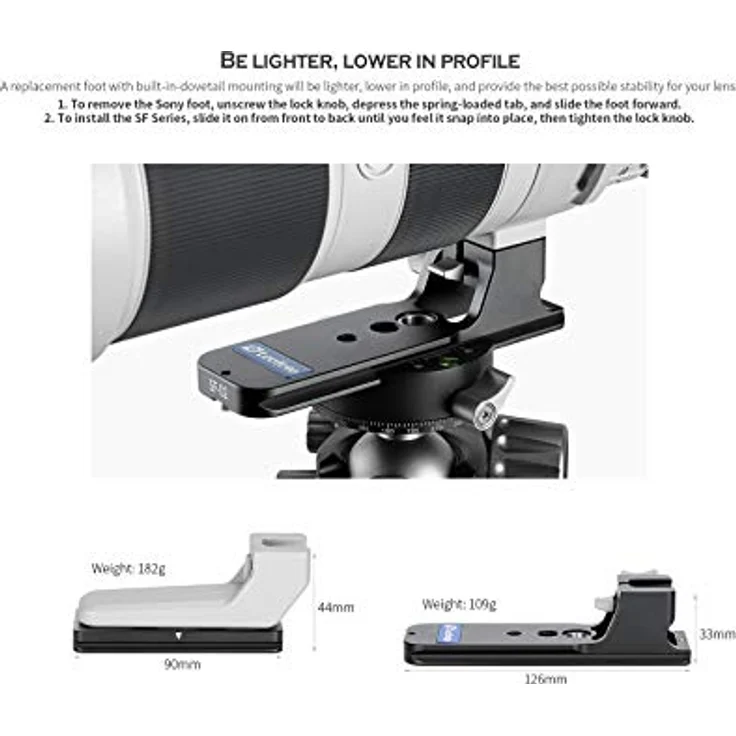Leofoto Fuß SF-02N für Sony FE 200-600MM F/5.6-6.3G OSS E-Mount Objektiv Arca kompatibel – Bild 3