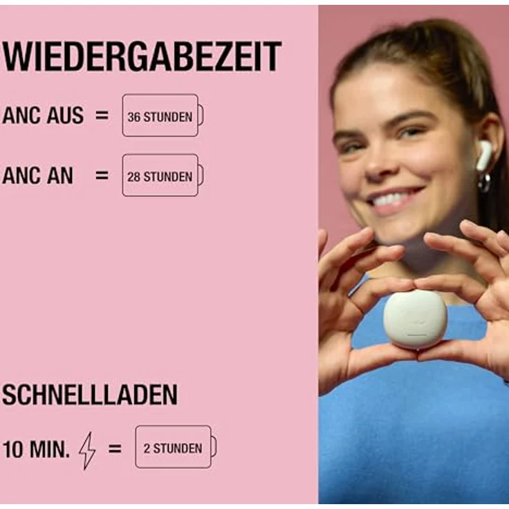 Fresh 'n Rebel Twins Fuse 2, Noise Cancelling Wireless In-Ear Kopfhörer mit 36h Akku, Bluetooth 6.0, 2 Mikrofonen, Quick Charge, spritzwassergeschützt, Pastel Pink – Bild 3