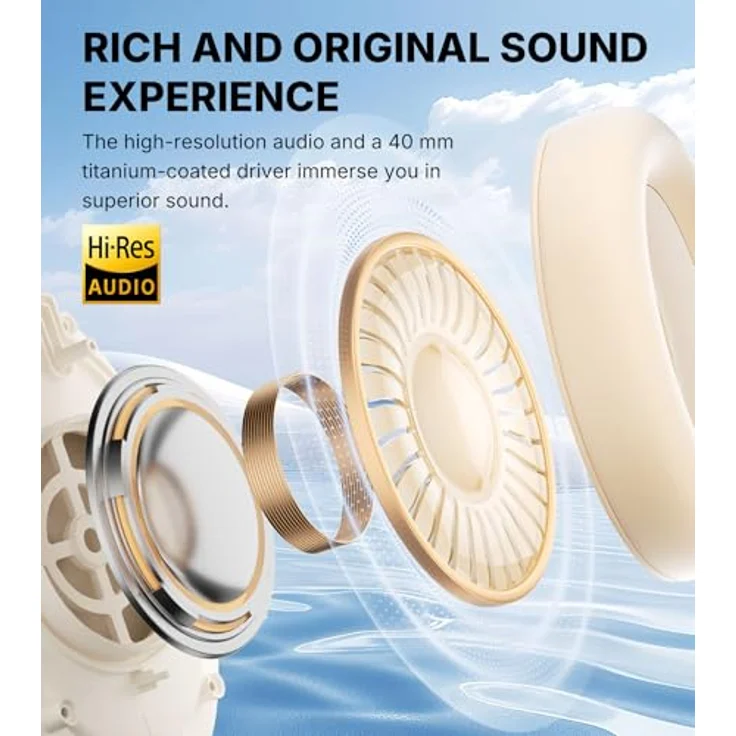 Edifier WH700NB Pro Kabellose Over-Ear Kopfhörer mit -43dB Aktiver Geräuschunterdrückung, Hi-Res Audio, AAC, Bluetooth V5.4, Multi-Point-Verbindung, AI-Klare Anrufe, Schnellladung, Faltbar - Elfenbein – Bild 2