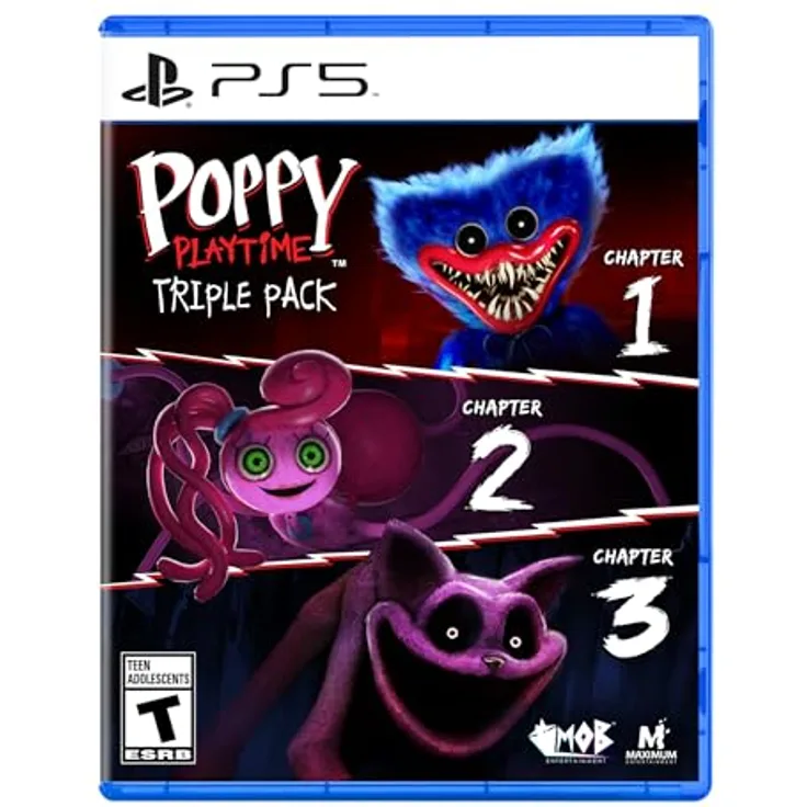 Maximum Entertainment Poppy Playtime Dreierpack PS5, Spielebundle mit 3 Kapiteln und Wendbarem Deckblatt