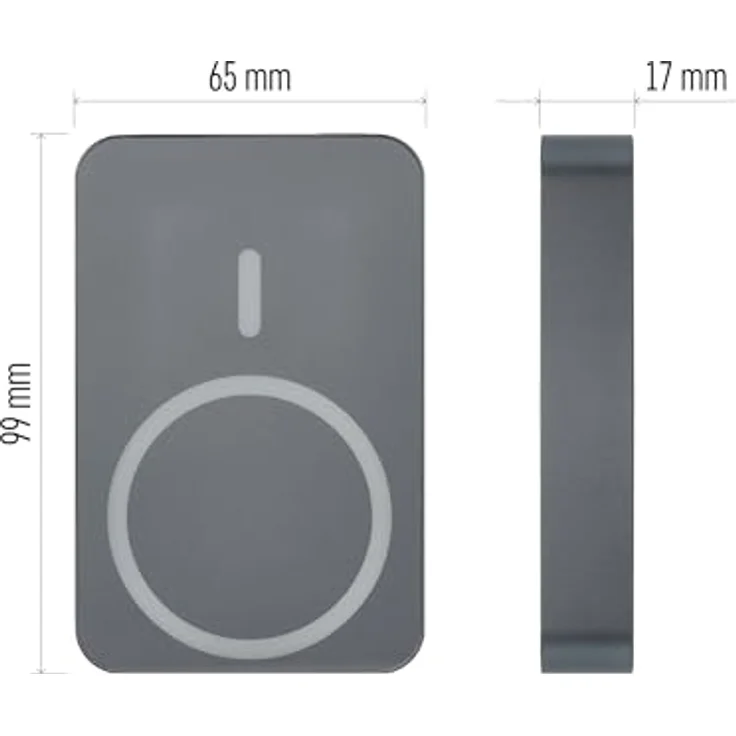 EMOS Powerbank 10.000 mAh WI 1046 mit Magnet - magnetischer externer Akku mit Passthrough und Wireless-Charging - USB-C-Ausgang, grau – Bild 5