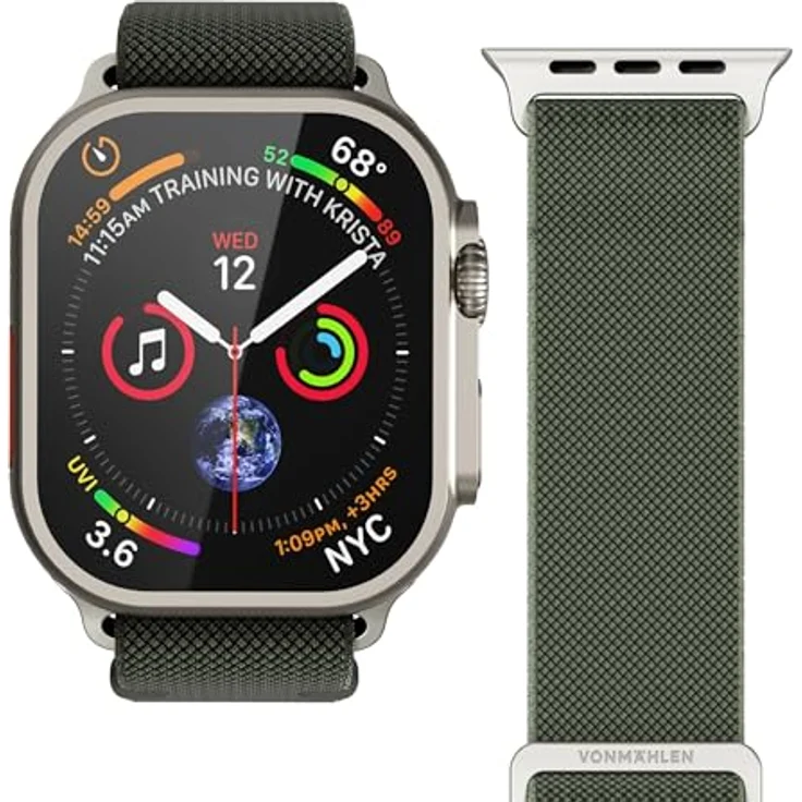 Vonmählen Classic Nylon Loop Armband für Apple Watch, 40/41/42 mm, Olive, versandkostenfrei – Bild 2