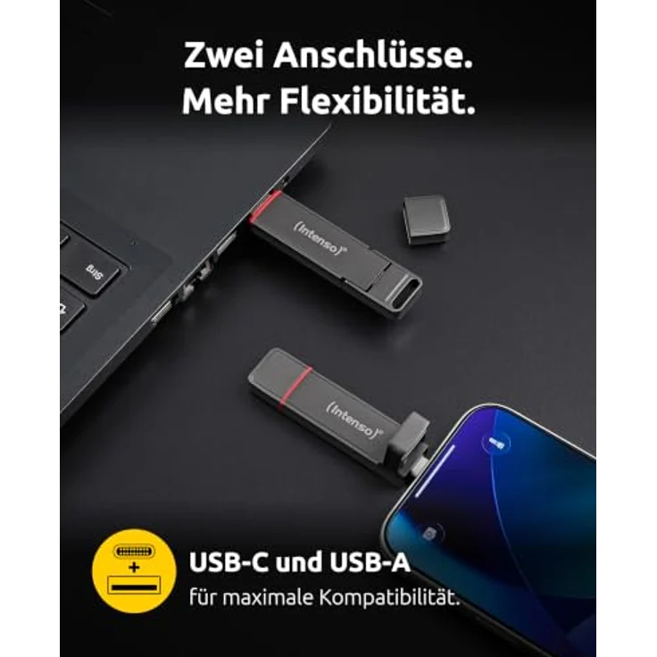 Intenso SSD-USB-Speicher UX100, 250 GB, USB 3.2 und USB C, anthrazit, schockresistent – Bild 3