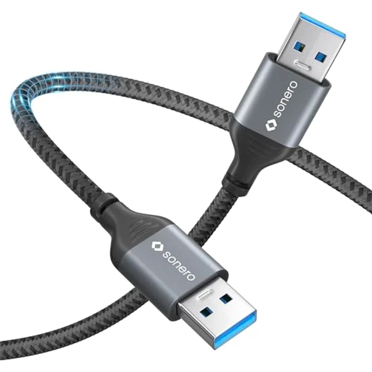 Sonero USB-A auf USB-A Datenkabel, USB 3.0, 5GB/s, space grey/schwarz, 1,50m – Bild 2