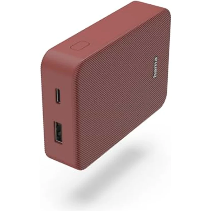 Hama Power Pack Colour 10", 10000mAh, 2 Ausgänge: USB-C, USB-A, Rot – Bild 1
