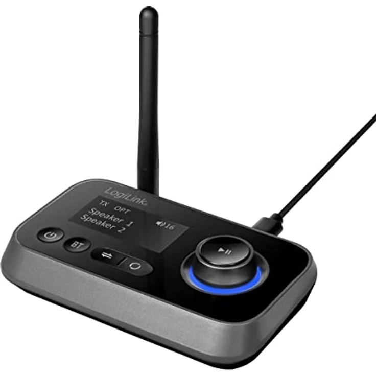 LogiLink BT0062 - Bluetooth 5.0 Audiosender und Empfänger (Transmitter und Receiver) um Nicht-bluetoohfähige Geräte mit Bluetooth auszustatten, 2 Kopfhörer gleichzeitig koppeln, Schwarz – Bild 1