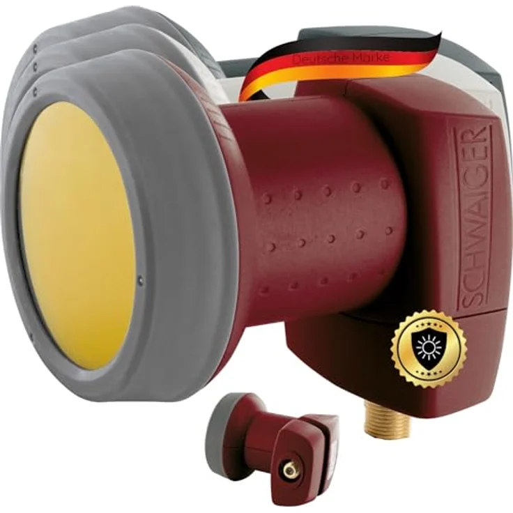 SCHWAIGER 326 Single LNB, 1-Teilnehmer Low Noise Blockconverter mit Sun Protect Technologie, hitzebeständig, wetterfest, vergoldete Kontakte, rot – Bild 1