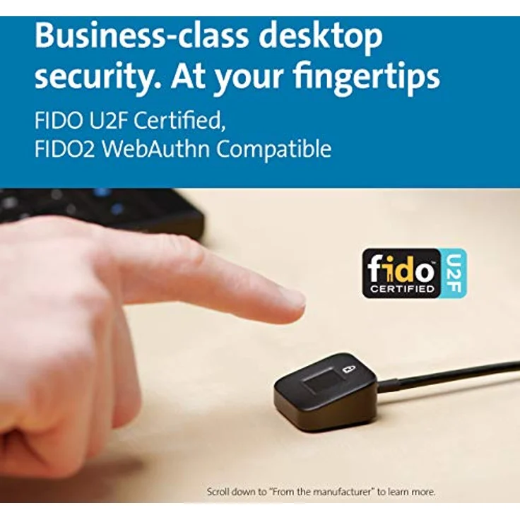 Kensington VeriMark Desktop Fingerprint Key, Biometrische Fingerabdruck-Authentifizierung, Identitätsleser, Erkennungstechnologie für Ihren PC, Schwarz, K62330WW – Bild 2