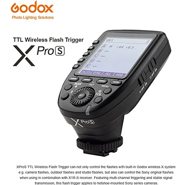 Godox XPro-S 2.4G TTL Wireless Blitzauslöser Wirless X System High-Speed mit großen LCD-Bildschirm-Sender für Sony Kamera – Bild 4