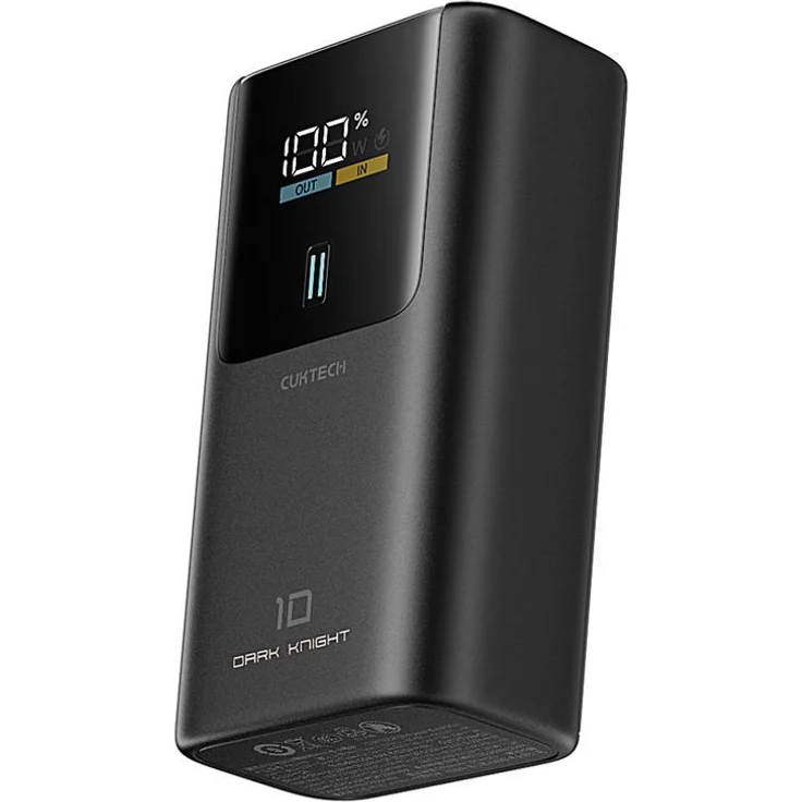 Cuktech PB1055 55W Powerbank 10000mAh mit USB-C, Grau, bidirektionales Schnellladen, LED-Display, 3 Ports