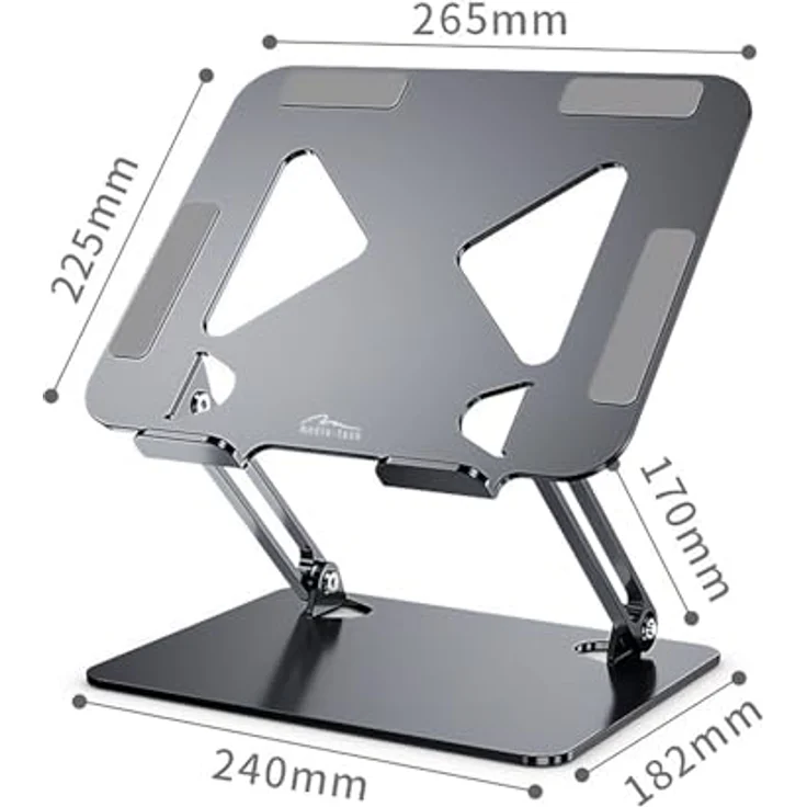 Media-Tech Ergonomischer Laptop-Ständer 10-17 Zoll, Höhenverstellbar & klappbar, Stabiler Aluminium- und Karbonstahl Notebookhalter mit rutschfesten Füßen – Bild 5