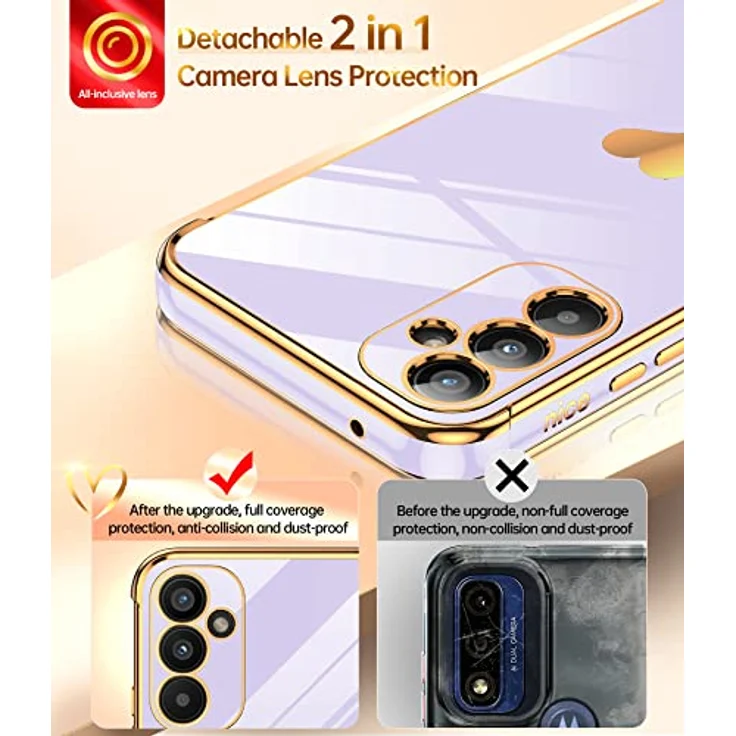 LeYi Handyhülle für Samsung Galaxy A34 5G, Stoßfest mit 2 Schutzfolien, Cute Herz Muster in Lila, TPU Silikon, Kameraschutz und kratzfest – Bild 3