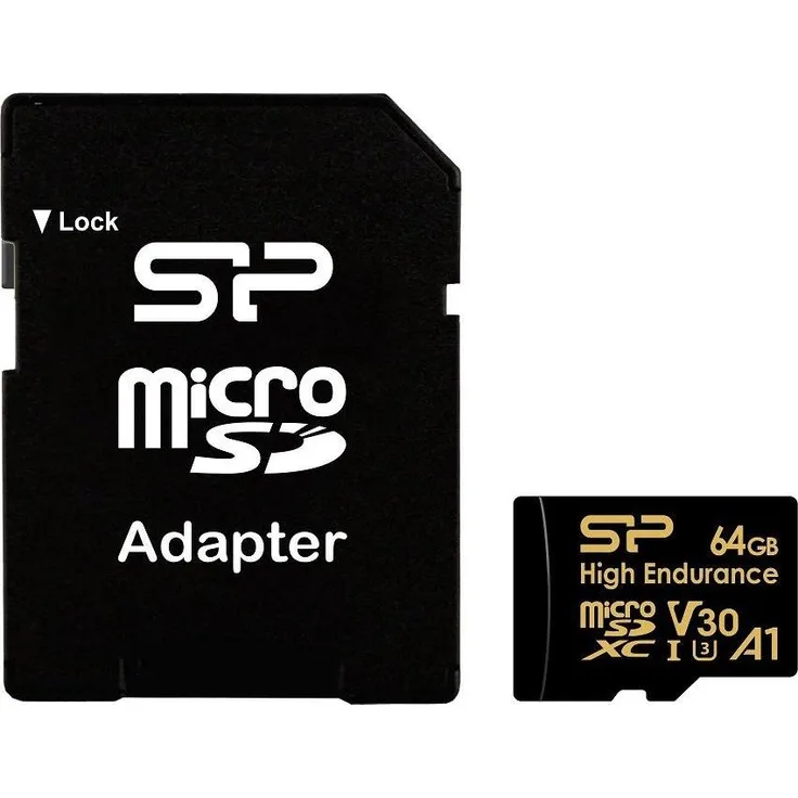 Silicon Power 64Go MicroSD Card Golden, 64 GB microSDXC Speicherkarte mit U3, UHS-I, Lesegeschwindigkeit bis 100 MB/s, schwarz