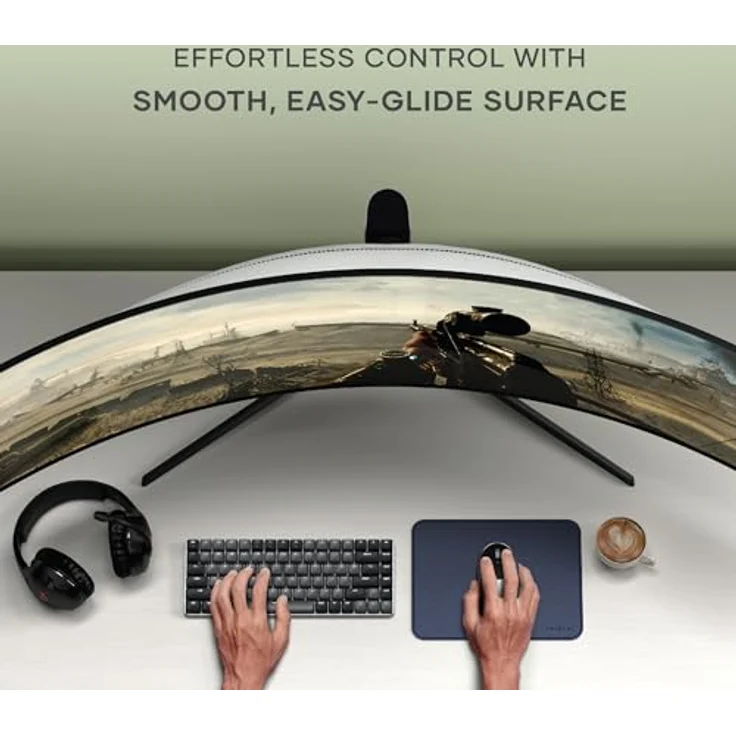 SATECHI Mauspad, ergonomisch und wendbar, kratz- und wasserfest – Schreibtischpad aus PU, Blau, 25,9 x 19,1 x 0,36 cm – Bild 3