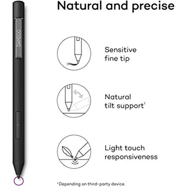 Bamboo Ink Plus-Active Stylus (wiederaufladbar, mit 4.096 Druckstufen & Neigungserkennung zum präzisen Zeichnen, Schreiben & Kommentieren auf stiftfähigen Windows 10-Geräten) schwarz – Bild 4