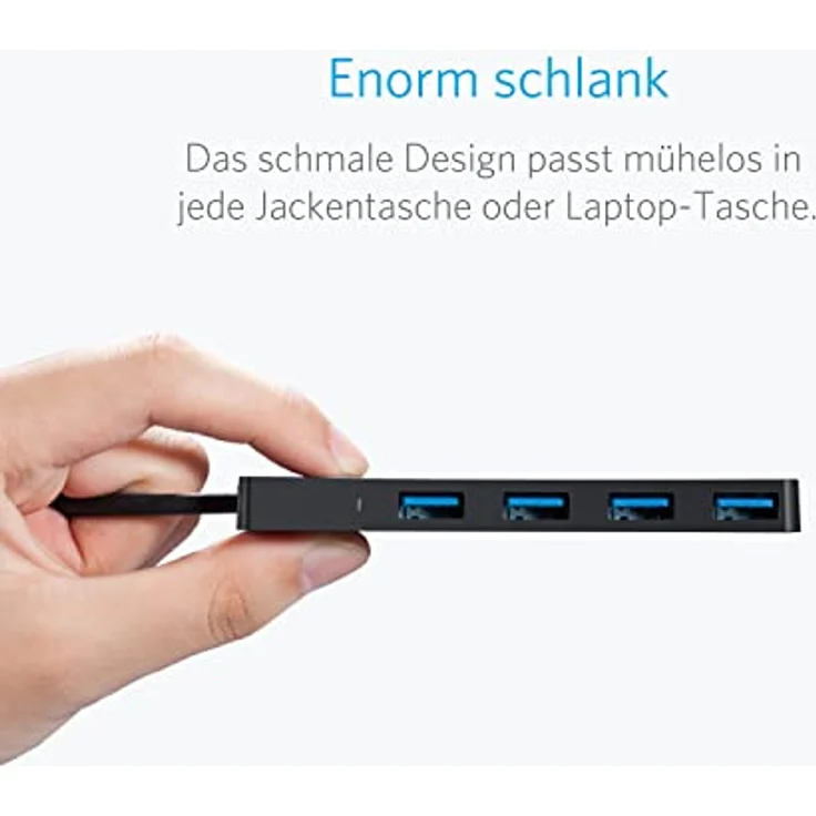 Anker Ultra Slim Extra Leicht 4 Port USB 3.0 Hub, Schwarz (A7516015) – Bild 3