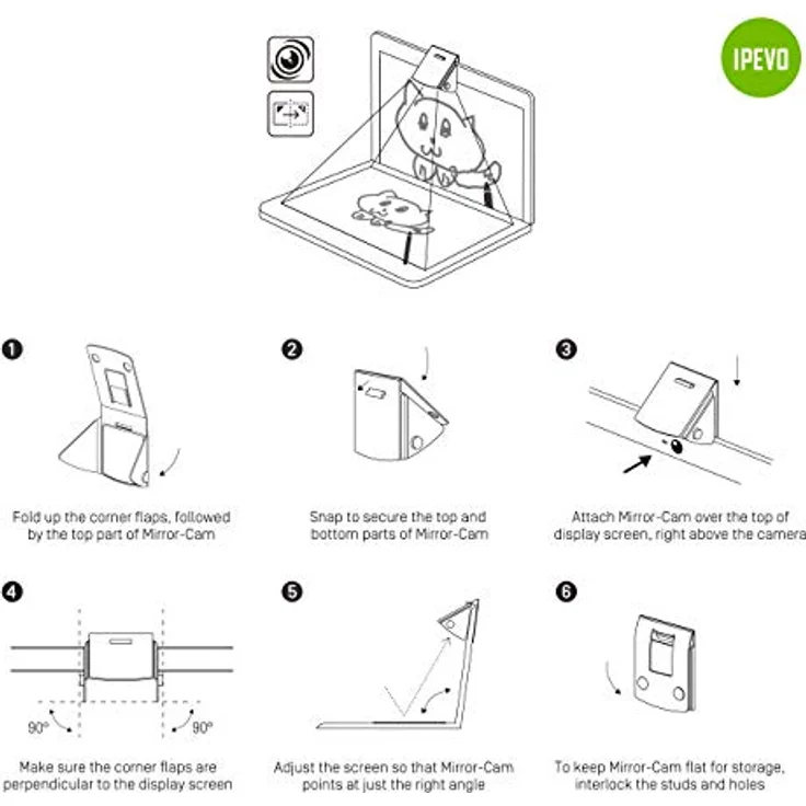 Ipevo WEZ Mirror-Cam faltbar (2.10 Mpx), Webcam, Grün – Bild 3