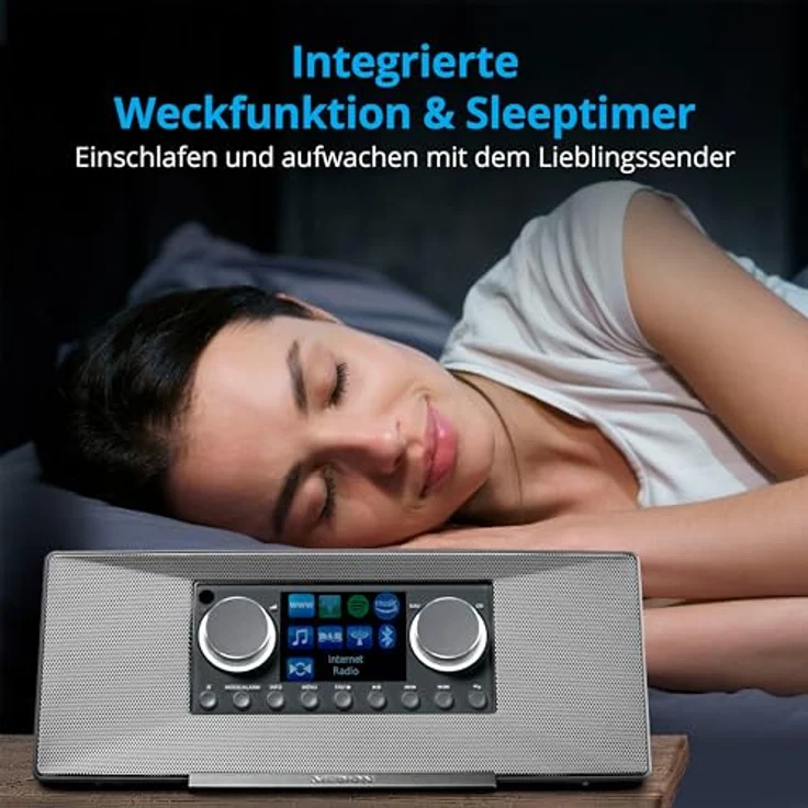 MEDION P85333 Internetradio mit DAB+ (WLAN, UKW, Spotify Connect, Amazon Music, DLNA, USB, Kopfhörer-Anschluss, AUX, Stereo Line-Out Cinch, Sleep Timer) grau – Bild 5