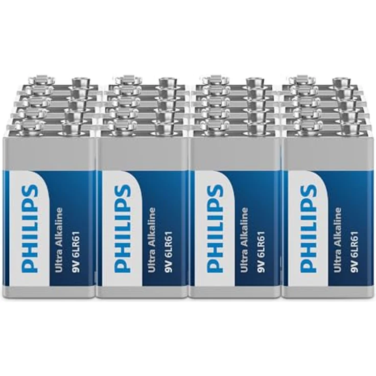 Philips Ultra 9V Alkali-Batterien, 6LR61 - Zuverlässige Energie für Rauchmelder und Radios, 20 Stück, auslaufsicher – Bild 1