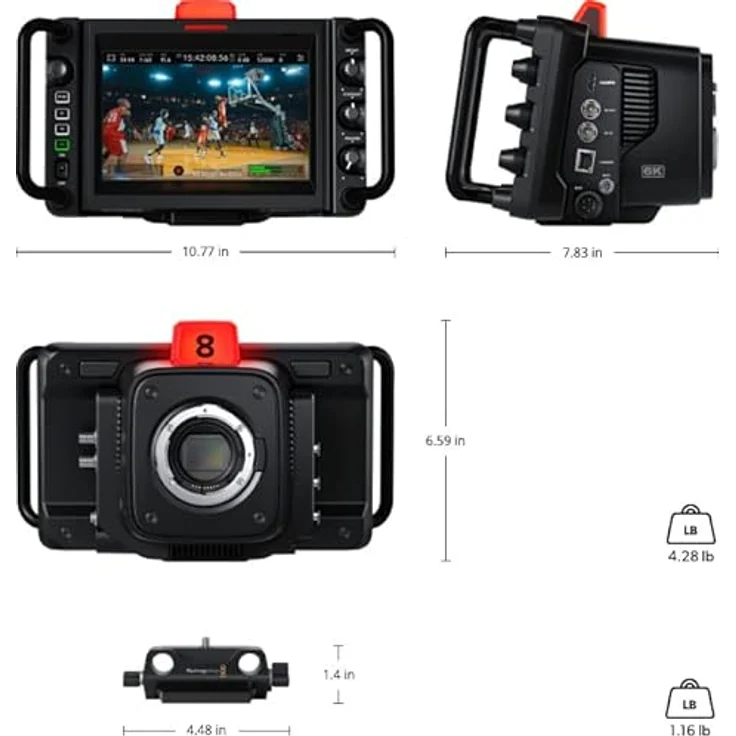 Blackmagic Design Studio Camera 6K Pro, Schulter-Camcorder mit 6K-Super-35 Sensor und integrierten ND-Filtern, schwarz – Bild 7