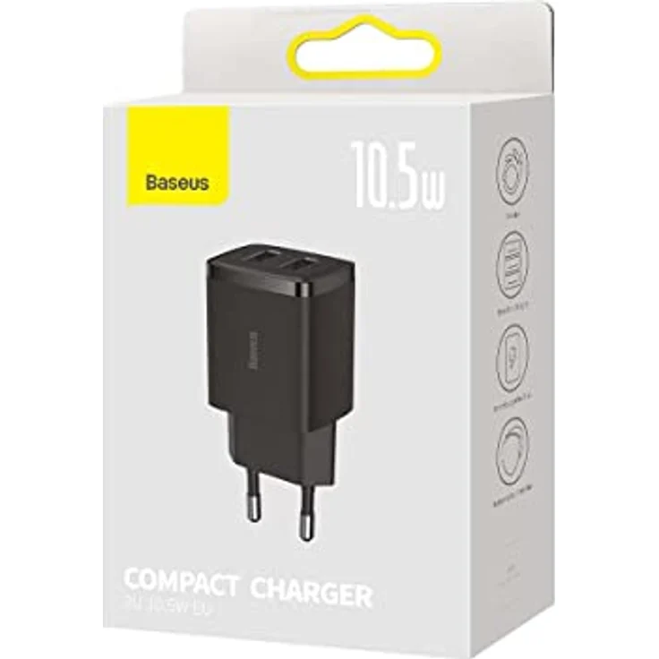 Chargeur+secteur+Baseus+Compact+2x+ports+USB-A+10%2C5W+%28Noir%29 – Bild 1