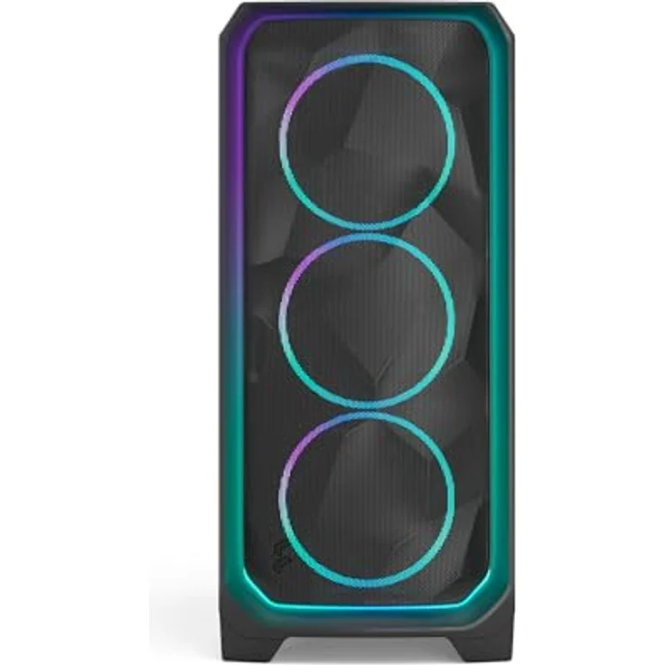 Fractal Design Meshify 3 Ambience Pro RGB TG Light, Midi-Tower PC-Gehäuse für E-ATX, schwarz, mit 3x 140-mm-RGB-Lüftern und Tempered Glass-Seitenteil – Bild 3