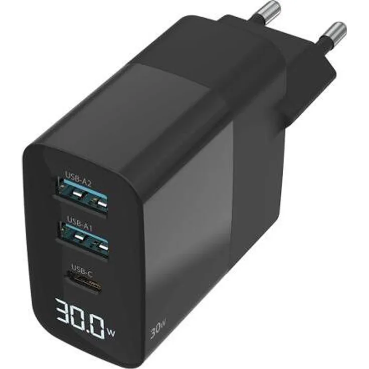 Sitecom CH-1001, 30W GaN Power Delivery Wandladegerät mit LED-Anzeige, schwarz