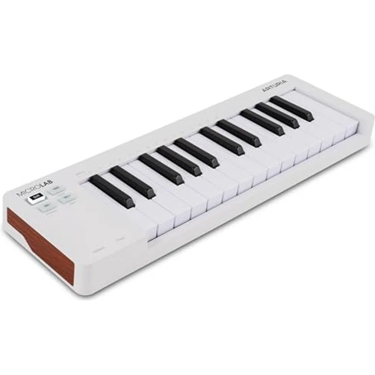 Arturia MicroLab mk3, kompaktes MIDI-Controller-Keyboard mit 25 anschlagsdynamischen Tasten, Dual Touch Strips, Akkordmodus und Sustain-Pedal-Input - Weiß – Bild 3