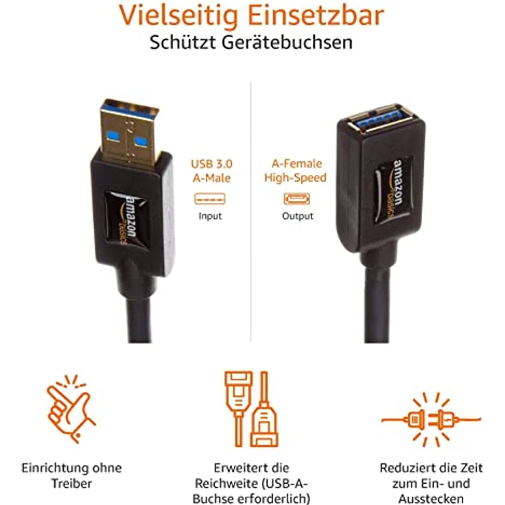 AmazonBasics USB 3.0-Verlängerungskabel (A-Stecker auf A-Buchse) 3 m (Abwärtskompatibilität zu USB 2.0 und 1.1 ) - Preisvergleich – Bild 5