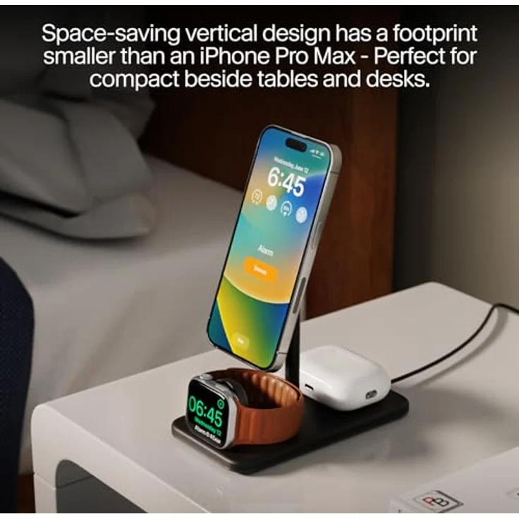 Twelve South HiRise 3 Deluxe, 3-in-1 Wireless Charger für MagSafe-Geräte, Qi2, weiß – Bild 6