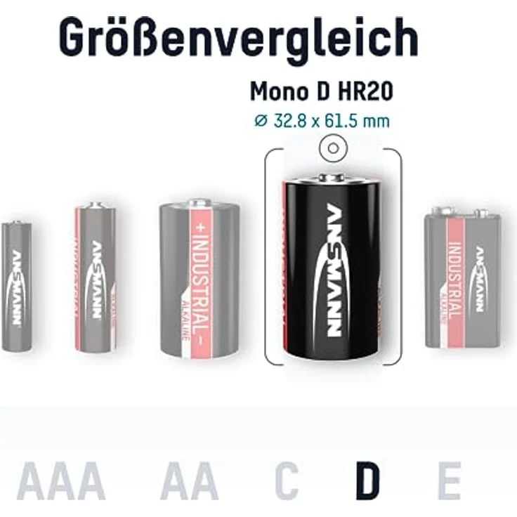 ANSMANN Industrial Alkaline Batterie Mono D LR20 Longlife Alkalibatterie Industriebatterie für hohen Strombedarf (10er Pack) – Bild 3