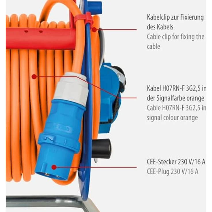 Brennenstuhl Camping-Kabeltrommel mit 25m Kabel in orange (E Kabeltrommel mit E-Winkelkupplung inkl) - 1182470100 – Bild 4