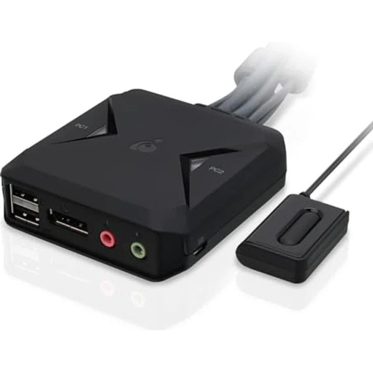 IOGEAR USB KVM Switch DisplayPort 4K@30Hz mit Kabel und Fernbedienung, 2 PCs an 1 Monitor, 7.1 HD-Audio, Windows/Mac/Linux-kompatibel – Bild 1