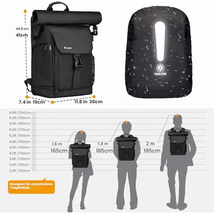 TARION SP-01, Wasserdichter Kamerarucksack mit 15,6 Zoll Laptophülle, großem Volumen und seitlichem Zugriff, schwarz – Bild 5