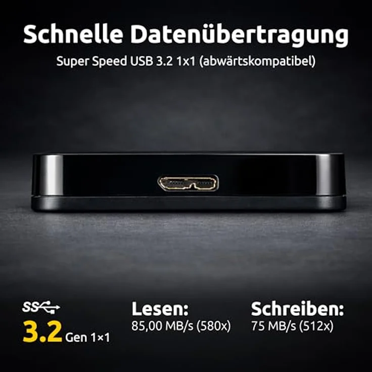 Intenso 2,5" Portable Hard Drive 1TB, externe Festplatte mit USB 3.2 Gen 1x1, 5400 U/min, 8 MB Cache, Plug & Play, Certified refurbished, schwarz – Bild 5