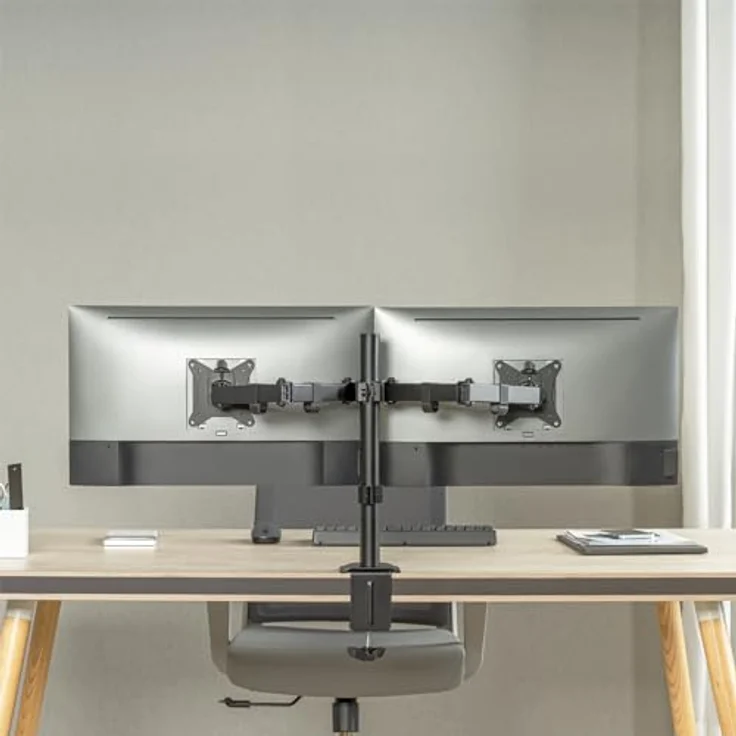 LogiLink Monitorhalterung aus Aluminium für 2 Monitore (17–32"), Armlänge: je 376 mm – Bild 3