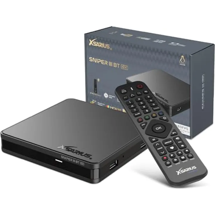 Xsarius Sniper 3 BT, 4K Linux UHD HEVC OTT Streaming-Box mit Bluetooth, Dual-WiFi und Ethernet-Verbindung