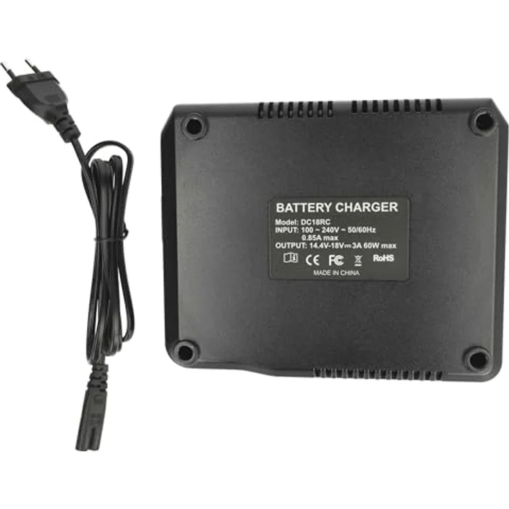 vhbw Ladegerät kompatibel mit Makita DA350DRF, für Li-Ion-Werkzeugakkus 14,4V / 18V, schwarz, 1x Akkusteckplatz, Input AC 110-240V – Bild 4