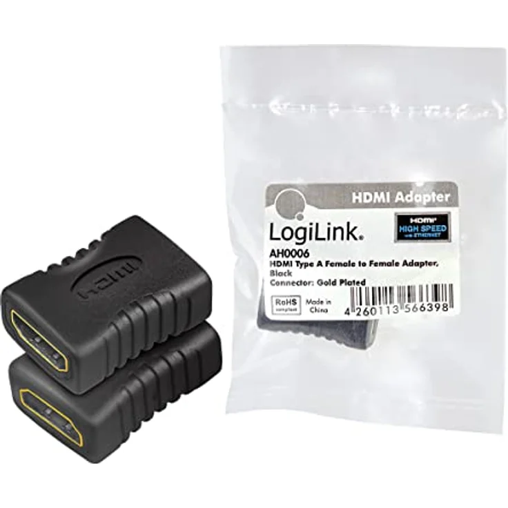 LogiLink AH0006 HDMI High Speed Adapter, flache Ausführung und mit vergoldeten Kontakten, Ideal für Full HD, Buchse auf Buchse schwarz – Bild 6