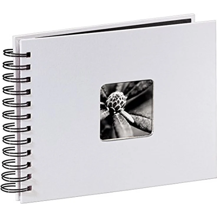 Hama Fotoalbum Spiralalbum, 50 schwarze Seiten, 25 Blatt, Größe 24 x 17 cm, mit Ausschnitt für Bildeinschub, Fotobuch kreide – Bild 5