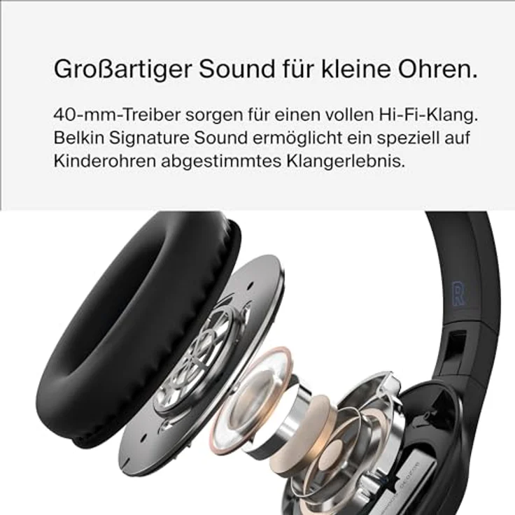 Belkin SoundForm Inspire kabelloser Over-Ear-Kopfhörer für Kinder, On-Ear-Kopfhörer für Mädchen und Jungen, Online-Unterricht, Reisen, integriertes Mikrofon – kompatibel mit iPhone, iPad, Galaxy usw. – Bild 4