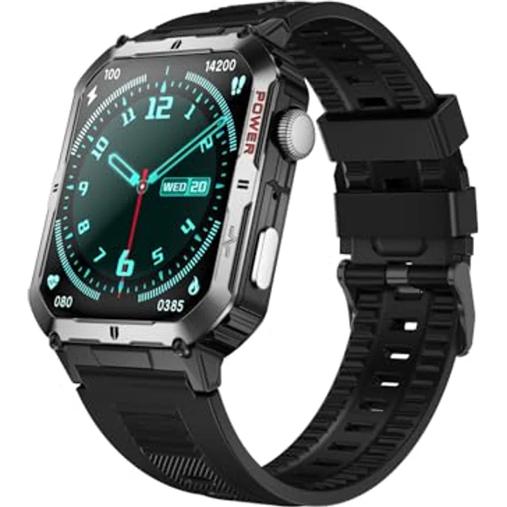 Trevi T-FIT 500 S, Smartwatch mit 2,06 Zoll AMOLED-Display, Always On Full Touch, kabellose Anrufe, Schlafüberwachung, Herzfrequenz- und Fitness-Tracker, wasserdicht, Silber – Bild 1