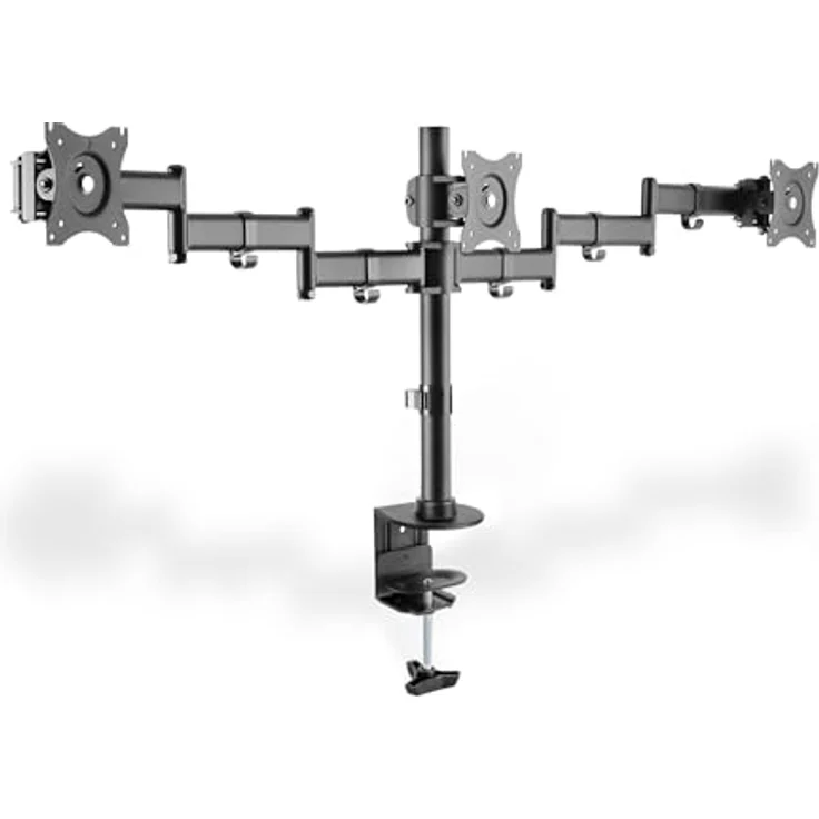 DIGITUS Monitor-Halterung - Tischklemme - 3 Monitore - Bis 27 Zoll - Bis 3x 8 kg - VESA 75x75, 100x100 - Schwarz – Bild 5